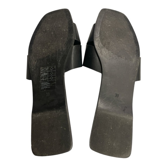 H&M Black Leather Slides Slippers Sandals size 8 - Picture 8 of 9